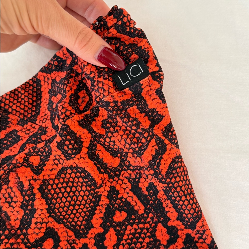 LICI Women's Red Snake Print Leggings
